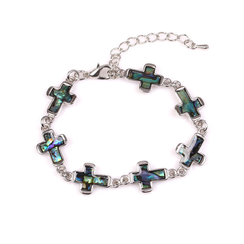 Love Cross Bracelet DIY Abalone Shell Bracelet
