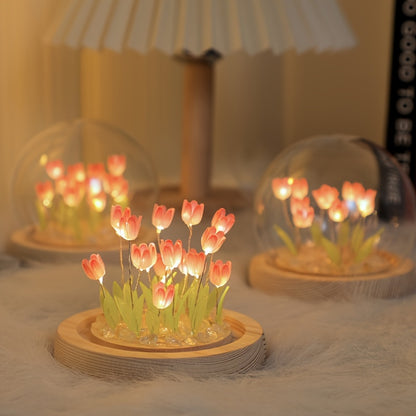 1pc Unique Glass Tulip Night Light - USB Powered, Art Deco Style, Tabletop Decor for Home, Creative Gift for Girls, Besties, and Loved Ones on Valentines Day, Mothers Day, Christmas, and Mid-Autumn Festival