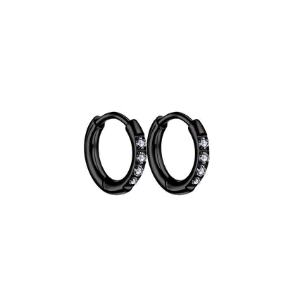 Golden All-Match Hoop Earrings With Micro-Set Titanium Steel Zircon