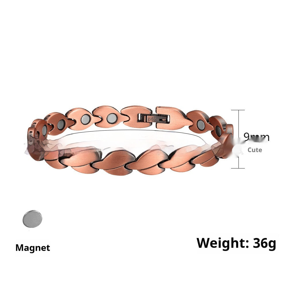 Magnetic Bracelet For Women Heart-shaped Design Red Copper