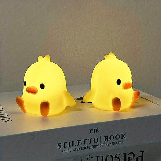 Charming Art Deco Yellow Duck Night Light: Rust-Resistant, Battery-Powered Downlight for Cozy Bedrooms