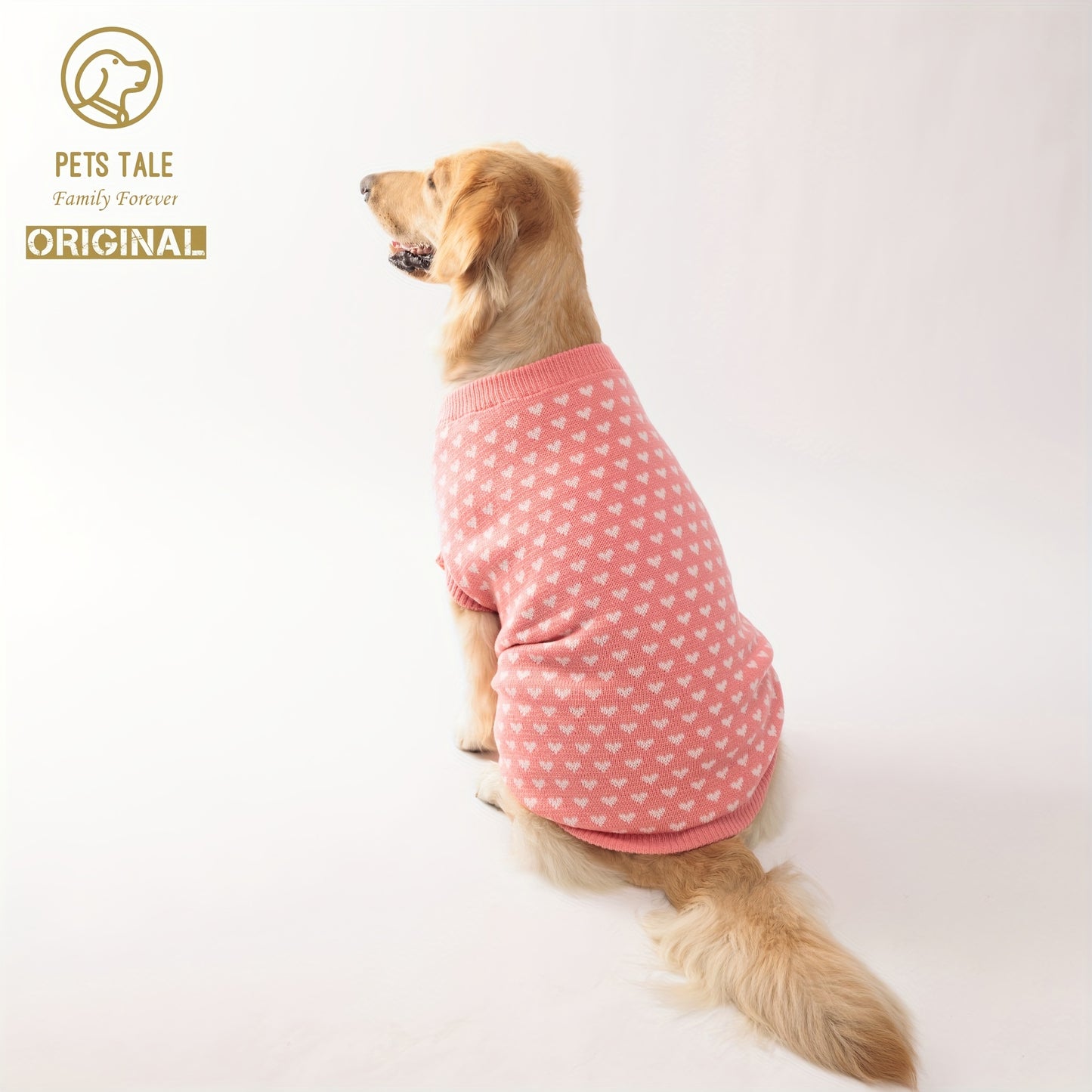 Dog Sweater with Pink Heart Design - Comfortable Knitwear for Dogs of All Sizes, Soft And Warm Pullover for Pets