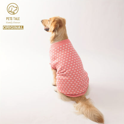 Dog Sweater with Pink Heart Design - Comfortable Knitwear for Dogs of All Sizes, Soft And Warm Pullover for Pets