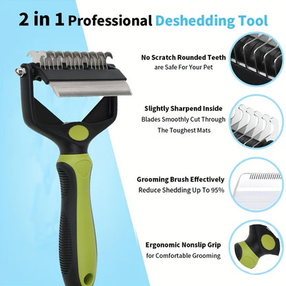 2-in-1 Ultimate Pet Grooming Brush for Medium to Large Dogs - Deshedding, Dematting, and Tangle Removal Tool for Short to Long Hair