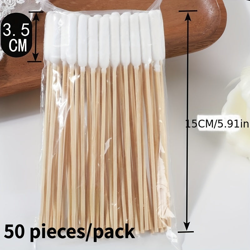 50pcs Pet Cotton Swabs, Dual-Use Large Tip For Ear & Skin Cleaning, Gentle Care For Cats & Dogs, Ideal For Ear Cleaning Or Cosmetic Use