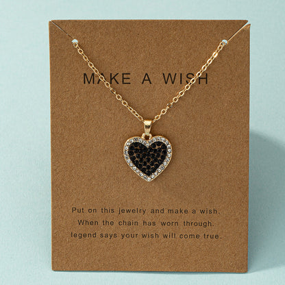 Korean-Japanese Sweetheart Instagram-Style Cute Alloy-Inlaid Heart Necklace For Women