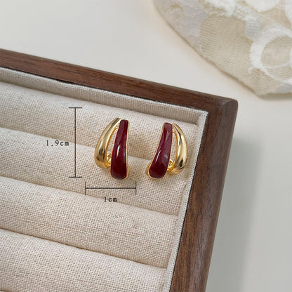 Ankola Red Oil-drop Earrings Feminine And Vintage Style