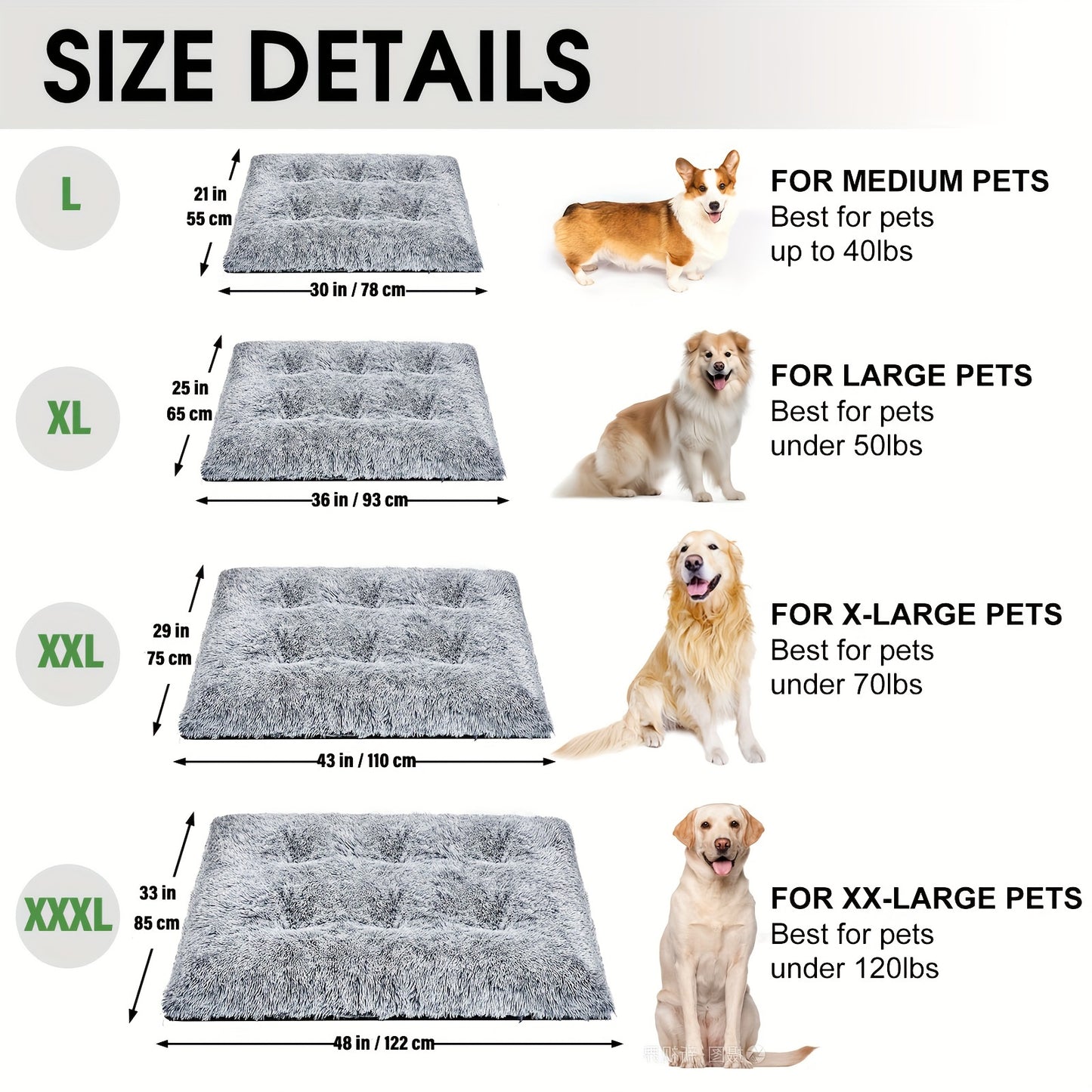 Dog Bed, Plush Soft Pet Mat Pad & Furniture, Washable Anti-Slip Dog Crate Bed For Large Medium Small Dogs And Cats