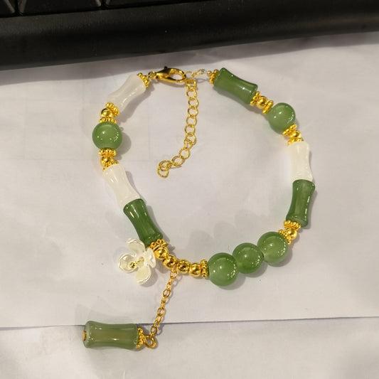 New Chinese-style Flower Embellishment Bracelet For Women, National Style Bamboo Segment Bracelet