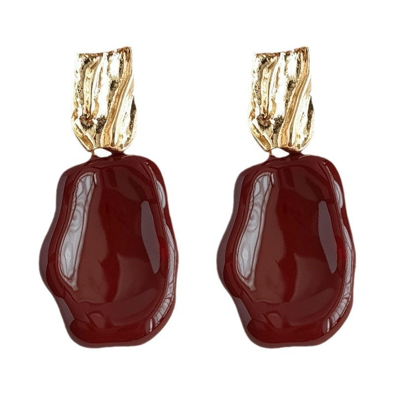 Ankola Red Oil-drop Earrings Feminine And Vintage Style