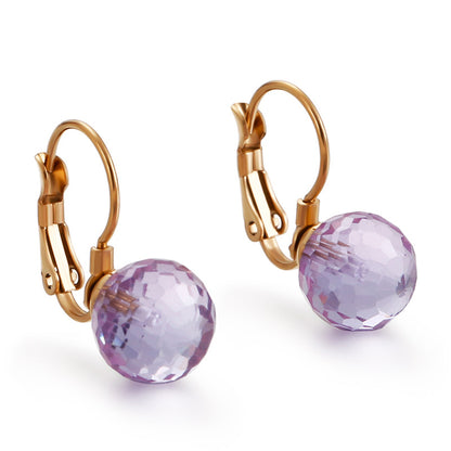 10mm Glass Crystal Ear Hooks Womens Titanium Steel Earrings