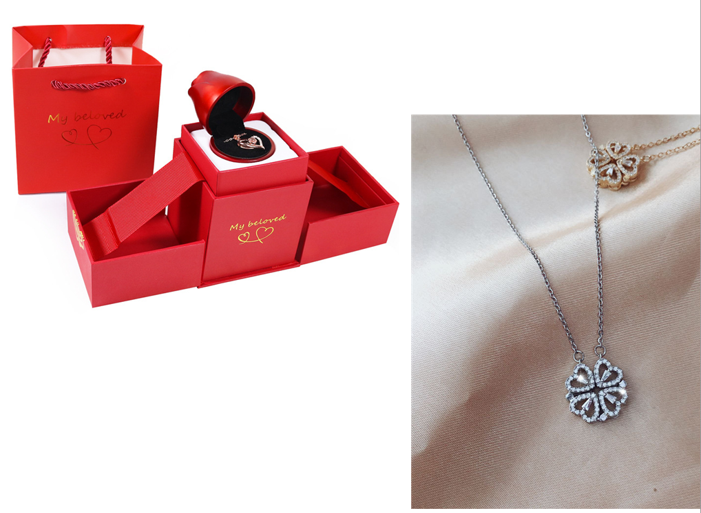 Explosive Style Detachable Deformed Four-leaf Clover Necklace For Women A Multi-wearing Zircon Small Love Short Clavicle Chain.Free Shipping.Delivery Time:2Weeks