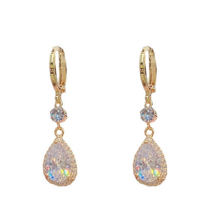 Incredibly Charming Diamond-studded Teardrop Crystal Earrings