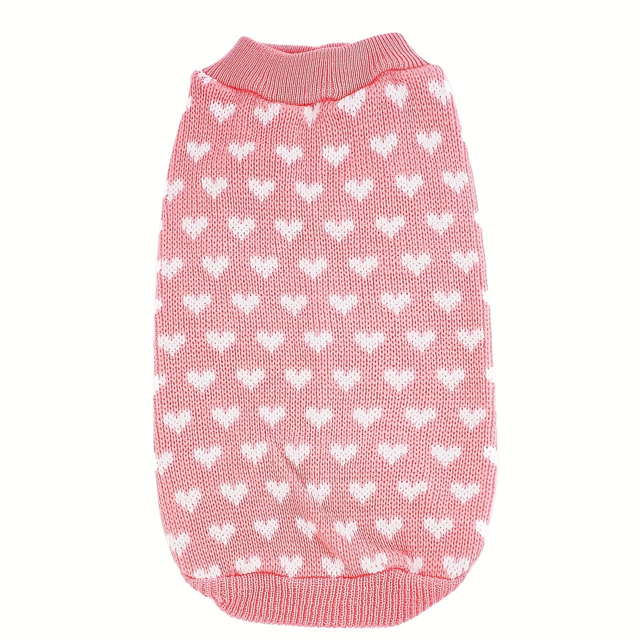 Dog Sweater with Pink Heart Design - Comfortable Knitwear for Dogs of All Sizes, Soft And Warm Pullover for Pets