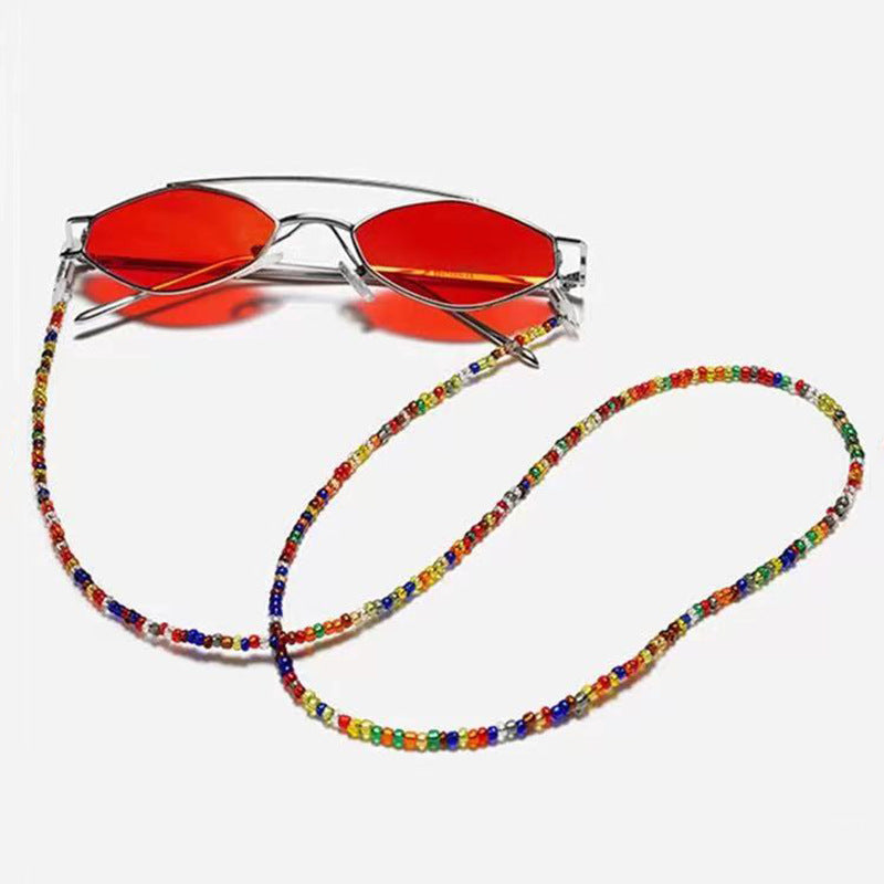 Women's Colorful Rice Beads Glasses Necklace Mask Chain Hanging Neck Anti-lost Lanyard Chain