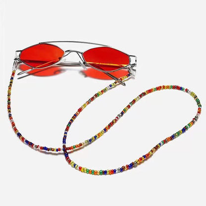 Women's Colorful Rice Beads Glasses Necklace Mask Chain Hanging Neck Anti-lost Lanyard Chain