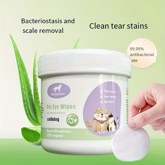 150pcs Pet Eye Cleaning Wipes, Gentle Tear Stain Remover Wipes For Dogs And Cats, Deodorizing Pet Ear And Eye Wash Pads