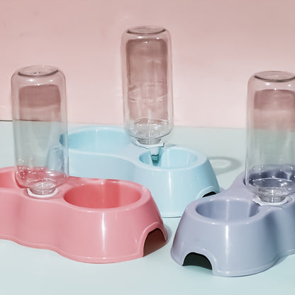 1pc Automatic Dog Water Dispenser - Double Bowls Feeding & Watering Supplies for Indoor Dogs - Space-Saving, Easy-Clean, and Durable Plastic Design