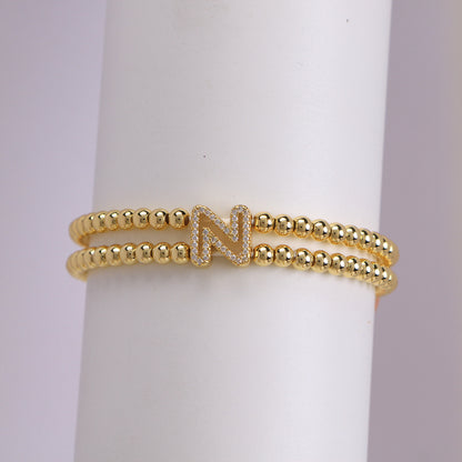 Copper-plated 18k Gold Zircon Bead Bracelet