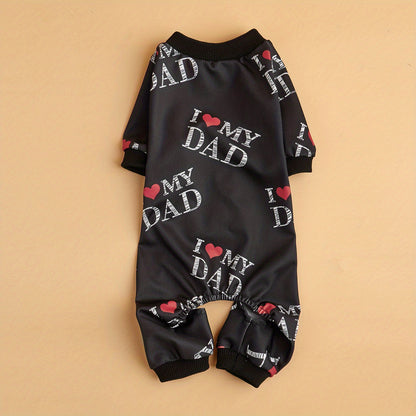 I Love My Mom" Print Pet Shirt for Dogs & Cats - Lightweight Summer Apparel, White with Black Lettering & Red Hearts, Soft Polyester Fabric, Perfect for Warm Weather