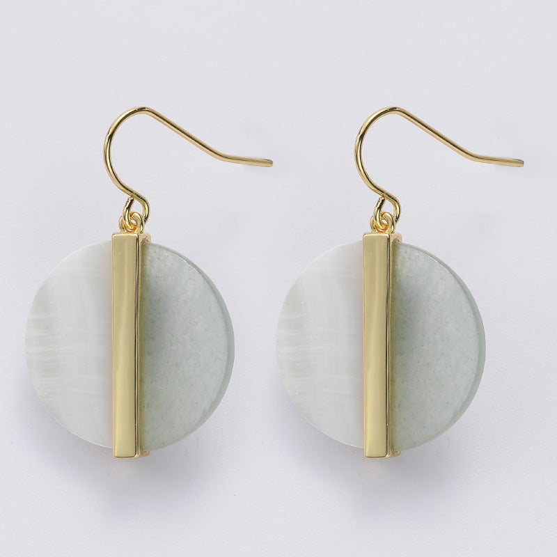 Geometric Inlaid Semi-precious Stone Two-tone Earrings