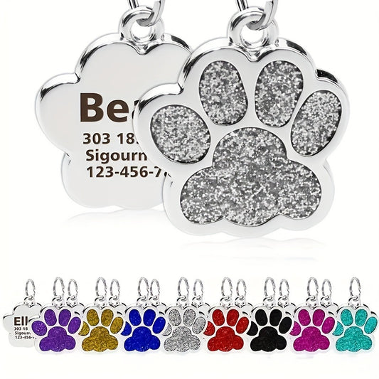 Customizable Paw-Shaped Pet ID Tags - Unique, Durable, and Stylish Accessories for Dogs with Precise Engraving of Name and Phone Number on Pet Collars