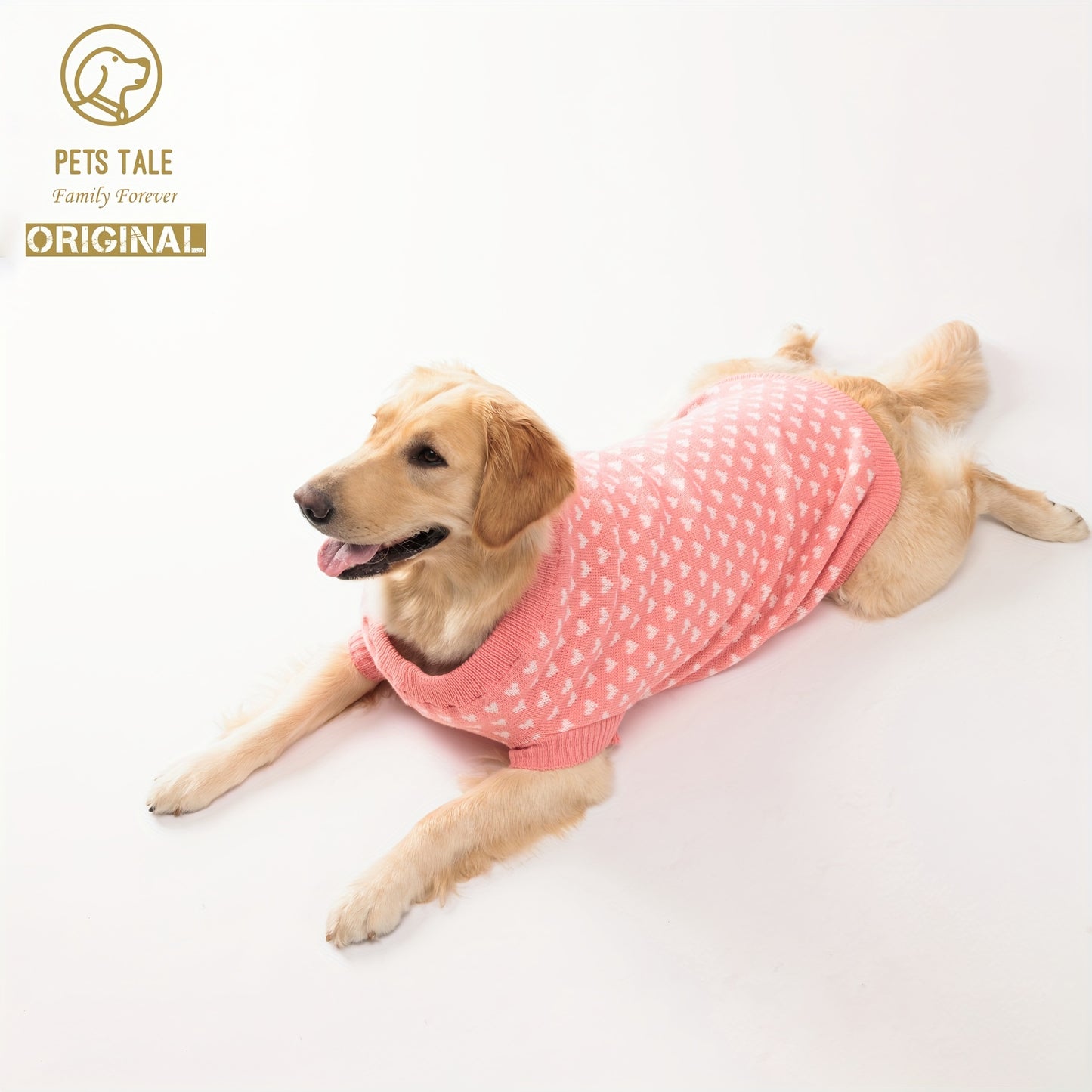 Dog Sweater with Pink Heart Design - Comfortable Knitwear for Dogs of All Sizes, Soft And Warm Pullover for Pets