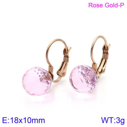 10mm Glass Crystal Ear Hooks Womens Titanium Steel Earrings