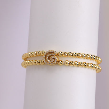 Copper-plated 18k Gold Zircon Bead Bracelet