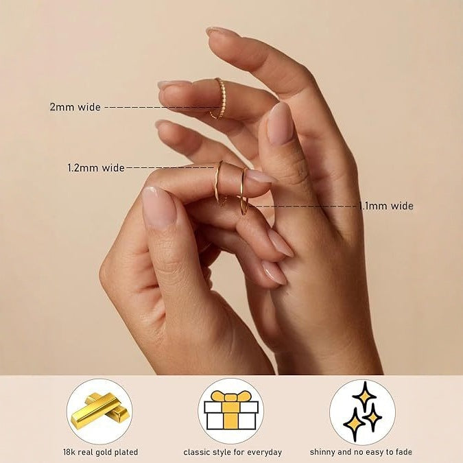 Plain Band Set Minimalist Slim Ring