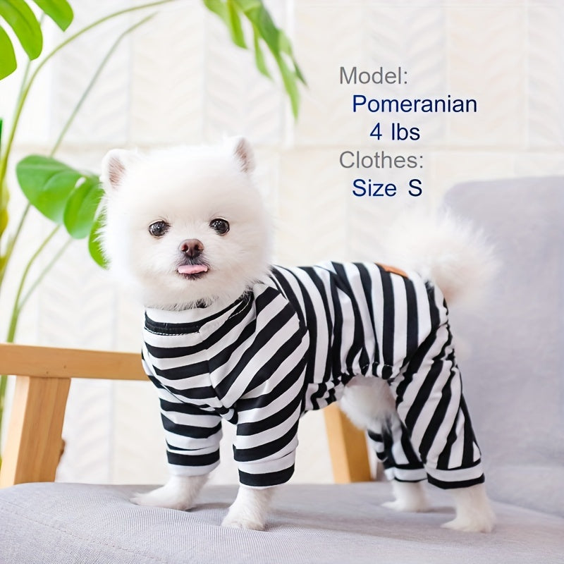 Cozy Striped Pajamas For Small Dogs And Cats - Soft Stretch Fabric For Ultimate Comfort
