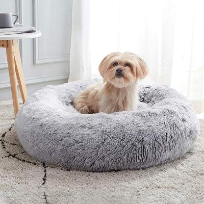 Dog Bed, Round Donut Cuddler Warming Cozy Soft Bed, Faux Fur Plush Cushion Bed For Small Medium Dogs And Cats