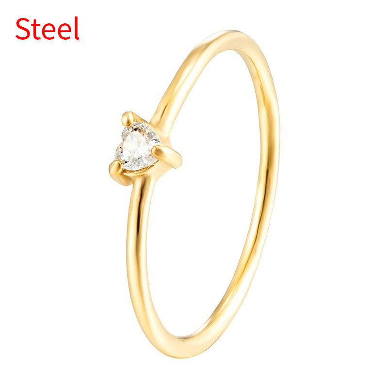Affectionate Zircon Plain Ring In Fine Titanium Steel