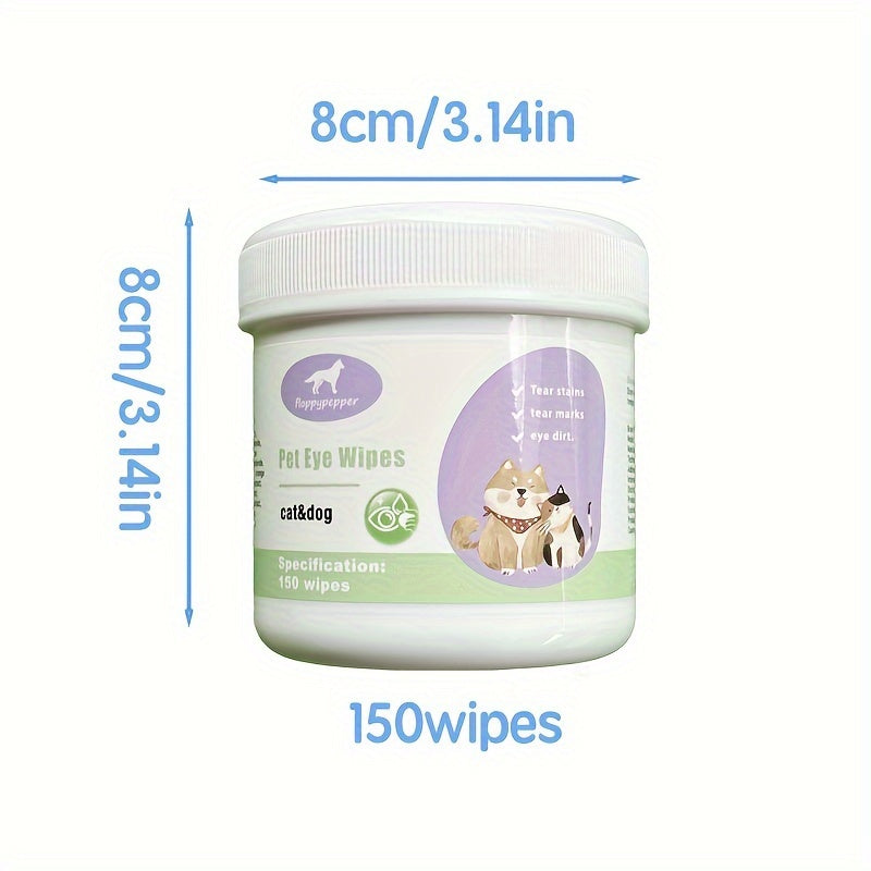 150pcs Pet Eye Cleaning Wipes, Gentle Tear Stain Remover Wipes For Dogs And Cats, Deodorizing Pet Ear And Eye Wash Pads