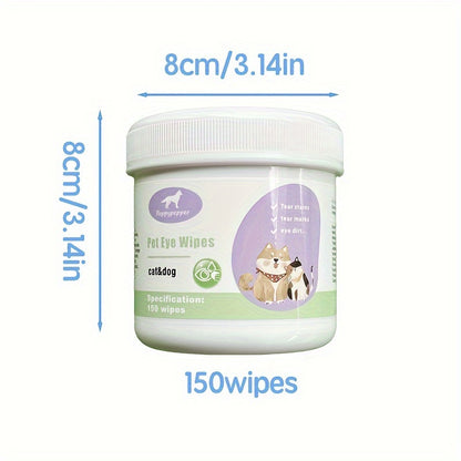 150pcs Pet Eye Cleaning Wipes, Gentle Tear Stain Remover Wipes For Dogs And Cats, Deodorizing Pet Ear And Eye Wash Pads