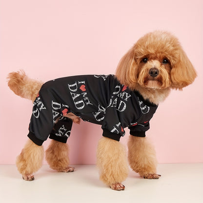 I Love My Mom" Print Pet Shirt for Dogs & Cats - Lightweight Summer Apparel, White with Black Lettering & Red Hearts, Soft Polyester Fabric, Perfect for Warm Weather