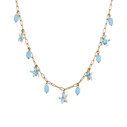 Colorful Starfish Stainless Steel Necklace Non-fading Ocean Style Bracelet