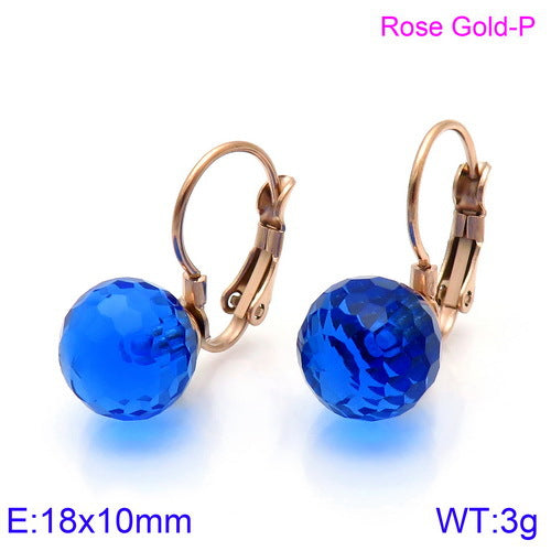 10mm Glass Crystal Ear Hooks Womens Titanium Steel Earrings