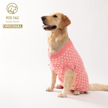 Dog Sweater with Pink Heart Design - Comfortable Knitwear for Dogs of All Sizes, Soft And Warm Pullover for Pets