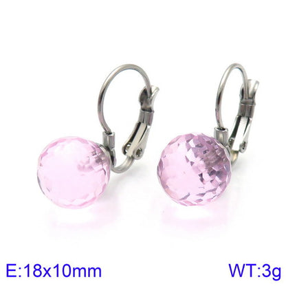 10mm Glass Crystal Ear Hooks Womens Titanium Steel Earrings