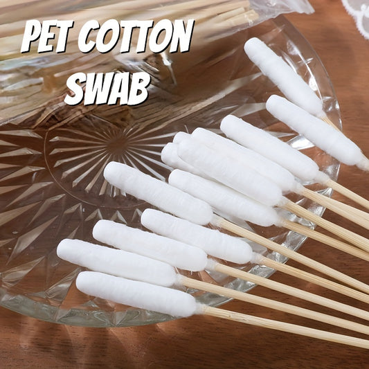50pcs Pet Cotton Swabs, Dual-Use Large Tip For Ear & Skin Cleaning, Gentle Care For Cats & Dogs, Ideal For Ear Cleaning Or Cosmetic Use