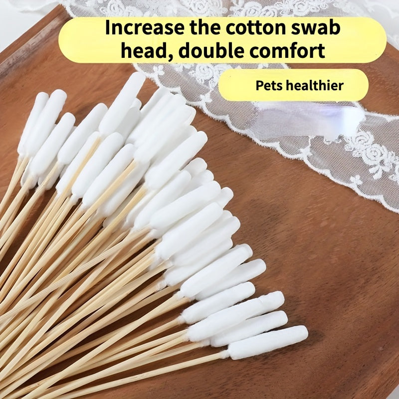 50pcs Pet Cotton Swabs, Dual-Use Large Tip For Ear & Skin Cleaning, Gentle Care For Cats & Dogs, Ideal For Ear Cleaning Or Cosmetic Use