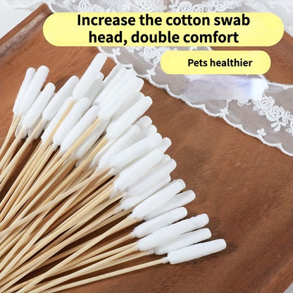 50pcs Pet Cotton Swabs, Dual-Use Large Tip For Ear & Skin Cleaning, Gentle Care For Cats & Dogs, Ideal For Ear Cleaning Or Cosmetic Use