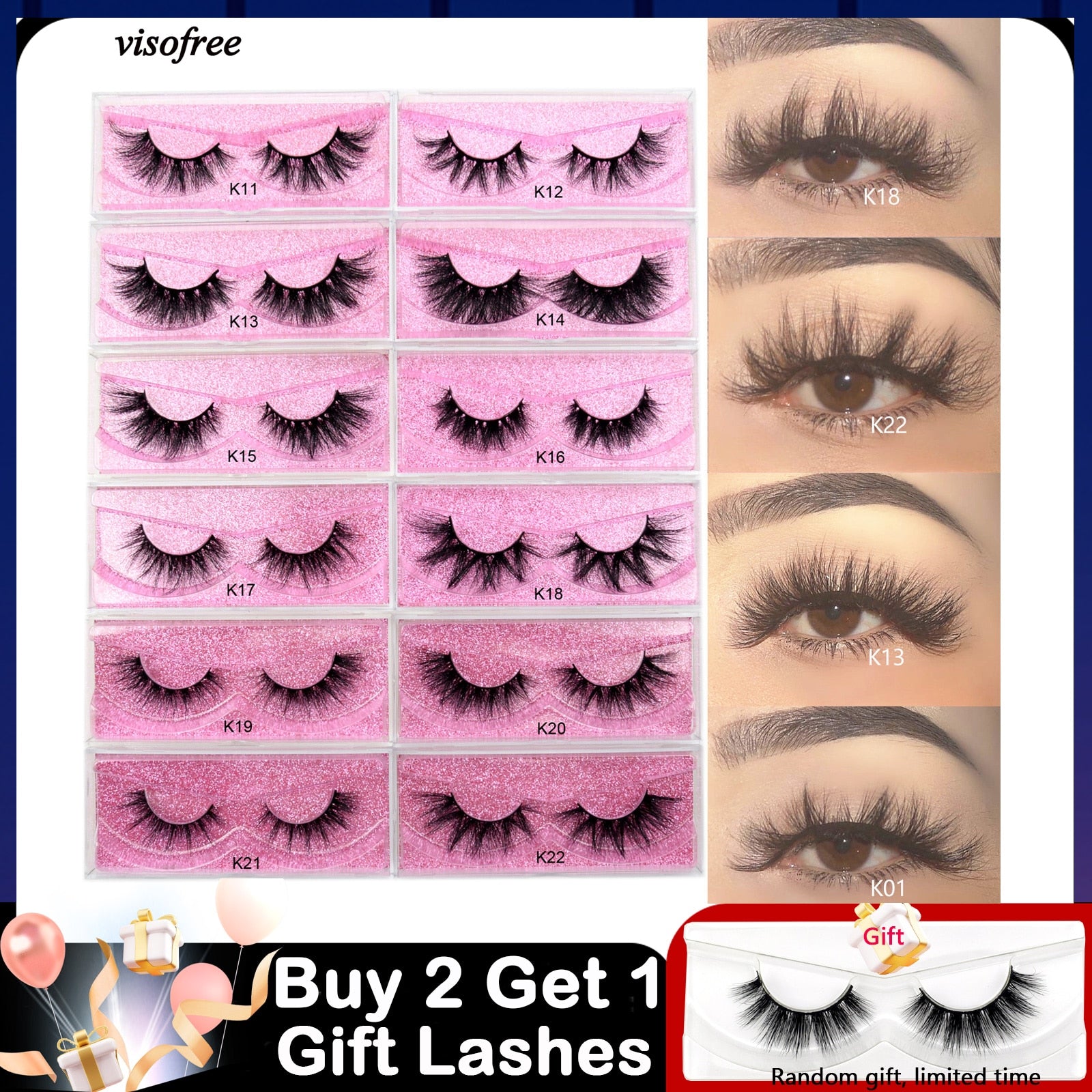 Visofree 5D Mink Eyelashes Long Lasting Mink Lashes - Giftcare 